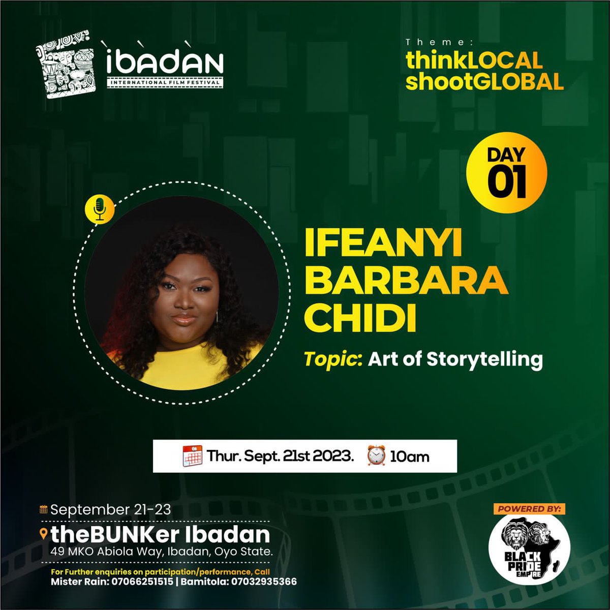 Official_IIFF's tweet photo. Meet the facilitator for the ongoing class on the Art of storytelling 📍#iiff2023 #iiff #ibadaninternationalfilmfestival
#thinkLocalshootGlobal https://t.co/Z6DWliJ7ga