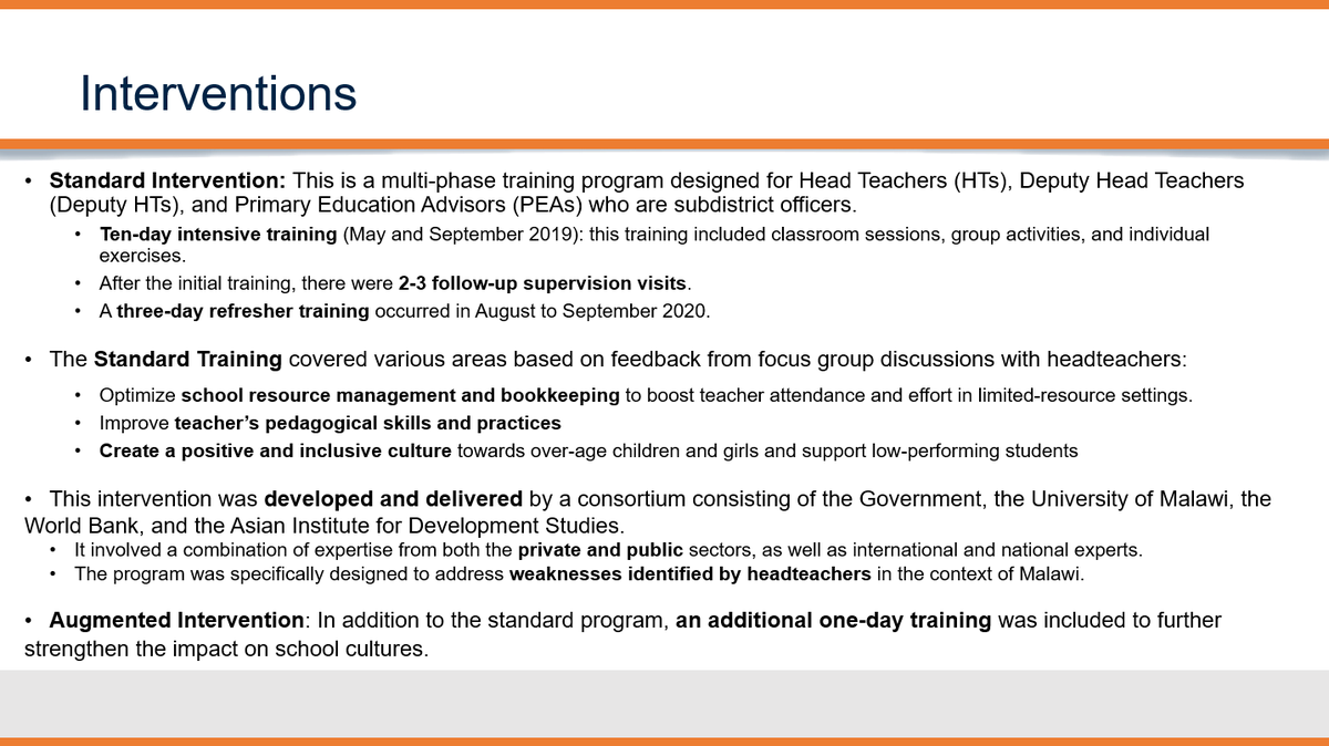 <a href="/asimsalman/">Salman Asim</a> <a href="/WorldBank/">WorldBank</a> <a href="/UMNews/">University of Minnesota</a> <a href="/NYUGlobalTIES/">NYU Global TIES for Children</a> <a href="/McCourtSchool/">McCourt School</a> .<a href="/asimsalman/">Salman Asim</a>: A large-scale programme in Malawi aims to tackle the systemic binding constraints to learning. Via a school leader training programme, it aims to better leadership to improve issues like resource use in situations where textbooks exist but aren't used. #RISEConf2023