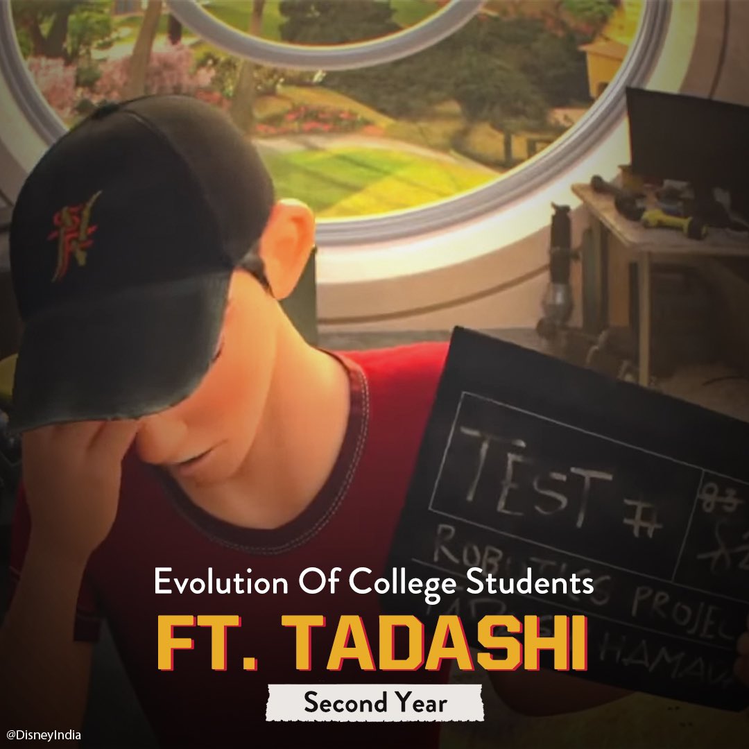 DisneyIndia's tweet image. Which stage of the college glow-up are you in rn? 🤭❤️​
​
#DisneyIndia #BigHero6 #Tadashi #CollegeLife #Disney