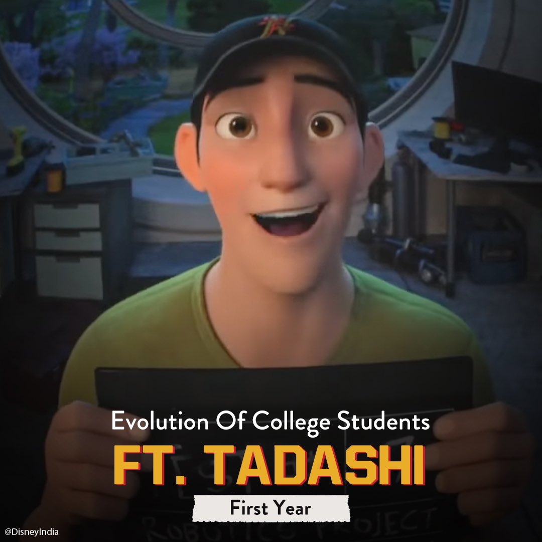 DisneyIndia's tweet image. Which stage of the college glow-up are you in rn? 🤭❤️​
​
#DisneyIndia #BigHero6 #Tadashi #CollegeLife #Disney
