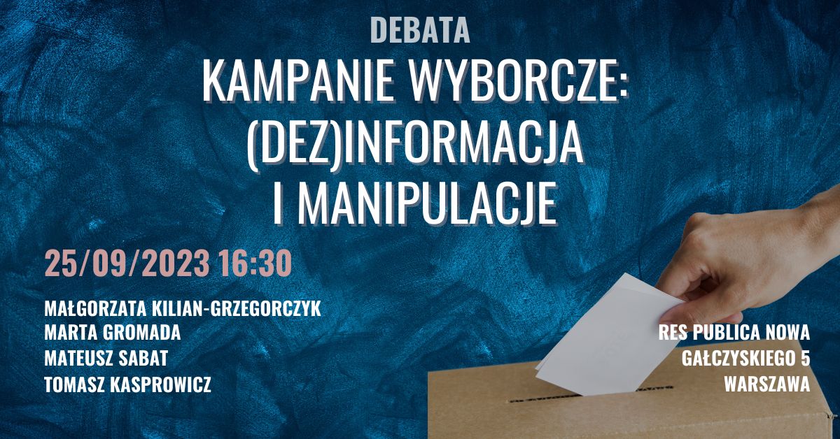 Czy dezinformacja to narzędzie walki politycznej❓ Zapraszamy na debatę przy winie 🍷i przekąskach! 
Dyskutują: Marta Gromada z <a href="/NASK_pl/">NASK</a>, <a href="/malgo_kilian/">Małgorzata Kilian-Grzegorczyk</a> z <a href="/DemagogPL/">🔎 DEMAGOG</a> i <a href="/MatSabat/">Mateusz Sabat</a>. Prowadzi <a href="/KasprowiczT/">Tomasz Kasprowicz</a>

Zarejestruj się tutaj ⬇️
forms.gle/JDuF3RRoqRyMpZ…