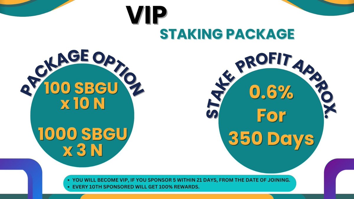 'Elevate Your Rewards Experience with SBG VIP Package! 
📷 sbgrewards.io !
📷  :     (307) 343-420

#SBGRewards #FixedReturns #SmartInvesting #sbgrewardsprogram #sbgfixedincome #safecryptoinvestment #safeinvestment