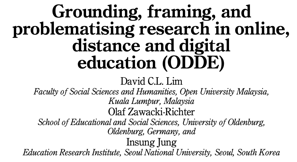 Just published in the Asian Association of Open Universities Journal... a conversation with David Lim and <a href="/InsungJung33/">InsungJung</a> on Open, Distance, and Digital Education #ODDE, shaping the field... #openaccess
emerald.com/insight/conten…