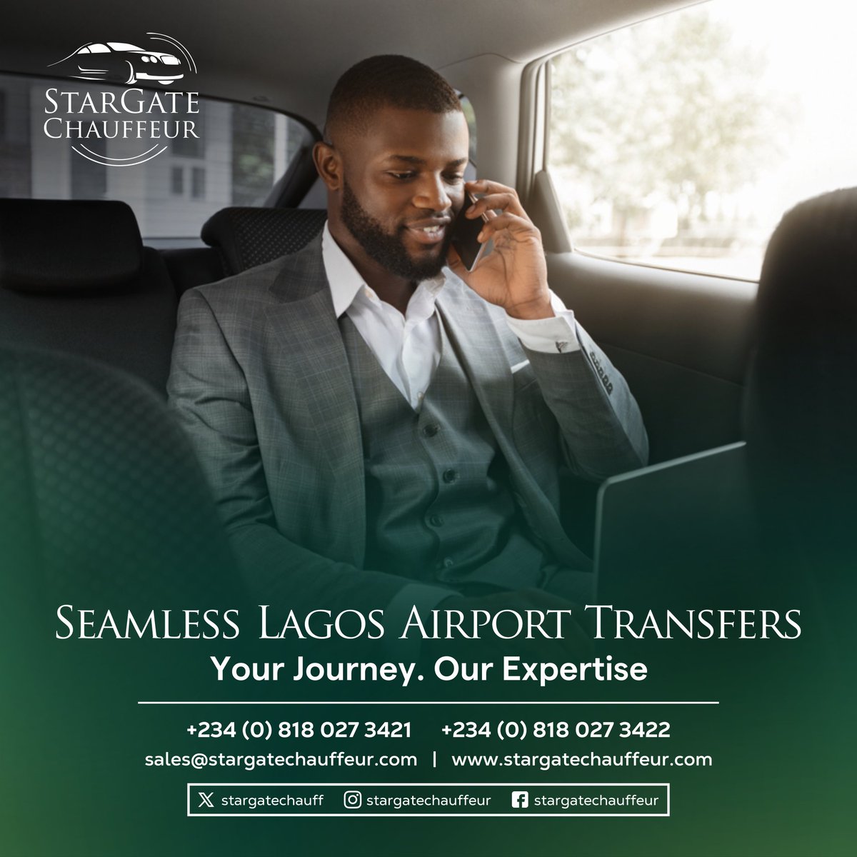 Don’t be stranded for your flight when you have STARGATE CHAUFFEUR! 💯 
Seamless and Timely Airport Transfer in comfort is what we do best.

Book a ride now!
Send a DM or Call/WhatsApp
08180273421
08180273422

#airporttransferlagos #stargatechauffeur #airporttransferservice