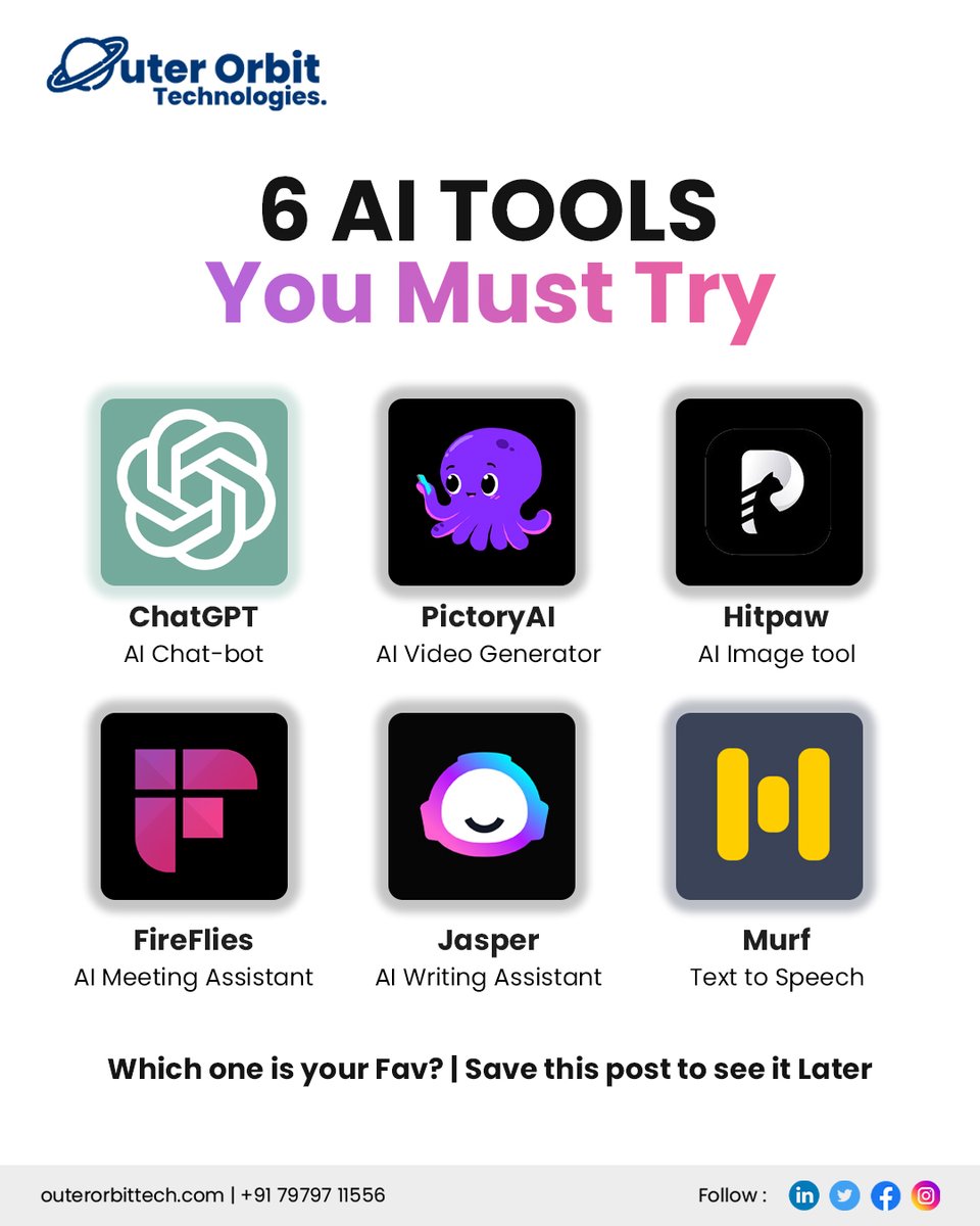 '🤖✨ Ready to Up Your Game? Check Out These 6 Must-Try AI Tools! From automating tasks to enhancing creativity, AI is changing the game. Time to explore the future! 🚀
#AIInnovation #toolsofthetrade #UnlockPotential #linkedingrowth #linkedinengagement #aitools #aitoolsforbusines