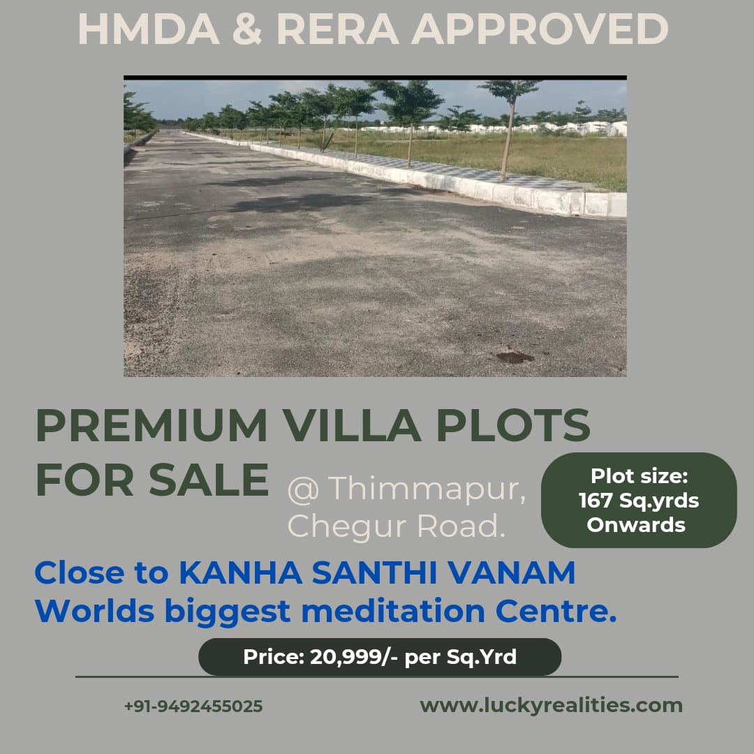 luckyrealties58's tweet image. HMDA &amp;amp; RERA Approved plots for sale in Thimmapur, Chegur Road. near to Kanha Santhi Vanam.

#hmdalayout
#hmdaplots
#openplots
#bestplots
