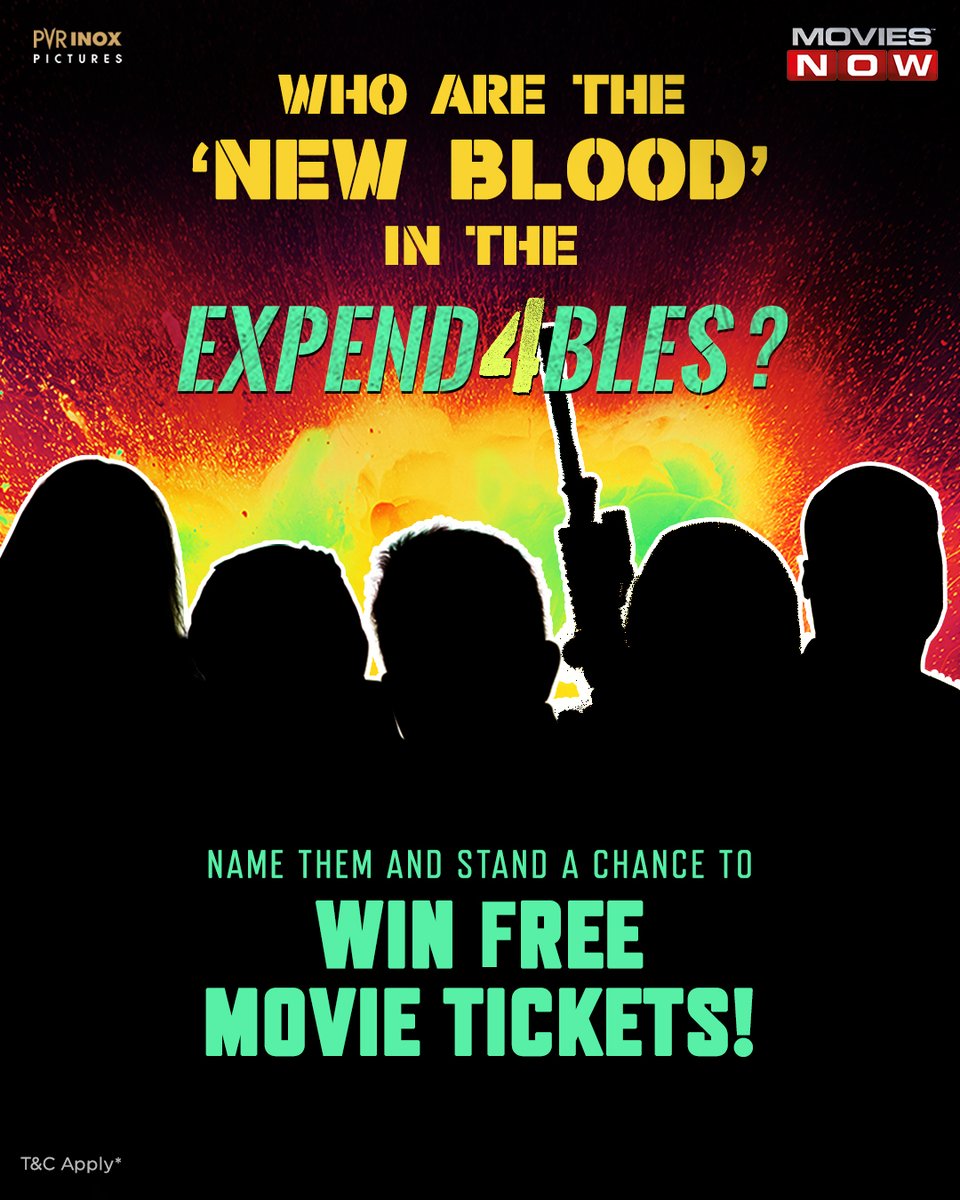 #ContestAlert
Who would've thought that apart from saving the world, 'New Blood' would also help you win movie tickets? 😏

Name them correctly and stand a chance to win free EXPEND4BLES tickets! 🤩

<a href="/MVPIndia/">MVP Entertainment</a> <a href="/PicturesPVR/">PVR INOX Pictures</a>

*T&amp;C apply: bit.ly/Expend4blesTnC

#Expend4bles