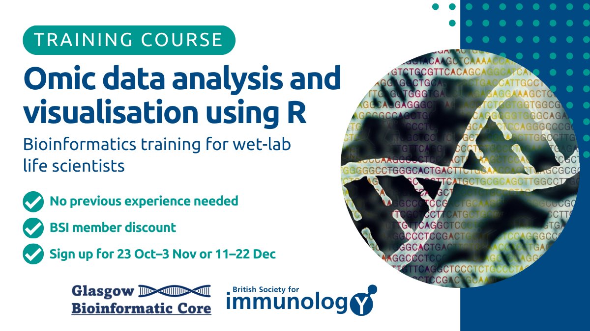 🚨 Less than a month left for the October #bioinformatics online course! Part of a wider #training programme made for #WetLab scientists in #immunology #biology Save your spot to build your skills & confidence to do #Omic #DataAnalysis on your own ➡️ bit.ly/3L2W0fs