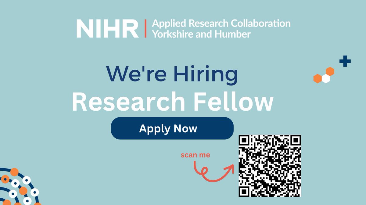 <a href="/NIHR_ARC_YH/">NIHR Yorkshire & Humber ARC</a> is recruiting for a Research Fellow with a passion for patient safety, implementation or improvement science to join the team.  Closing date is 19 October. #patientsafety #improvementscience