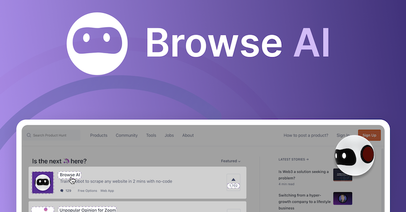 BrowseAI's tweet photo. Unlock the power of web scraping without writing a single line of code. Try Browse AI today! 🤖