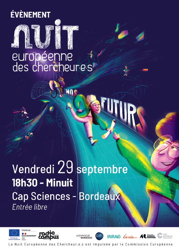 INRAE_NA_BDX's tweet photo. ⏲️Le compte à rebours est lancé ! J-8 avant la @NuitChercheurs à @capsciences - 📍Bordeaux
Plus d'une vingtaine de #scientifiques du centre @INRAE_NA_BDX seront présents !
Bientôt plus d'infos📢 https://t.co/UQzwpZUfvf