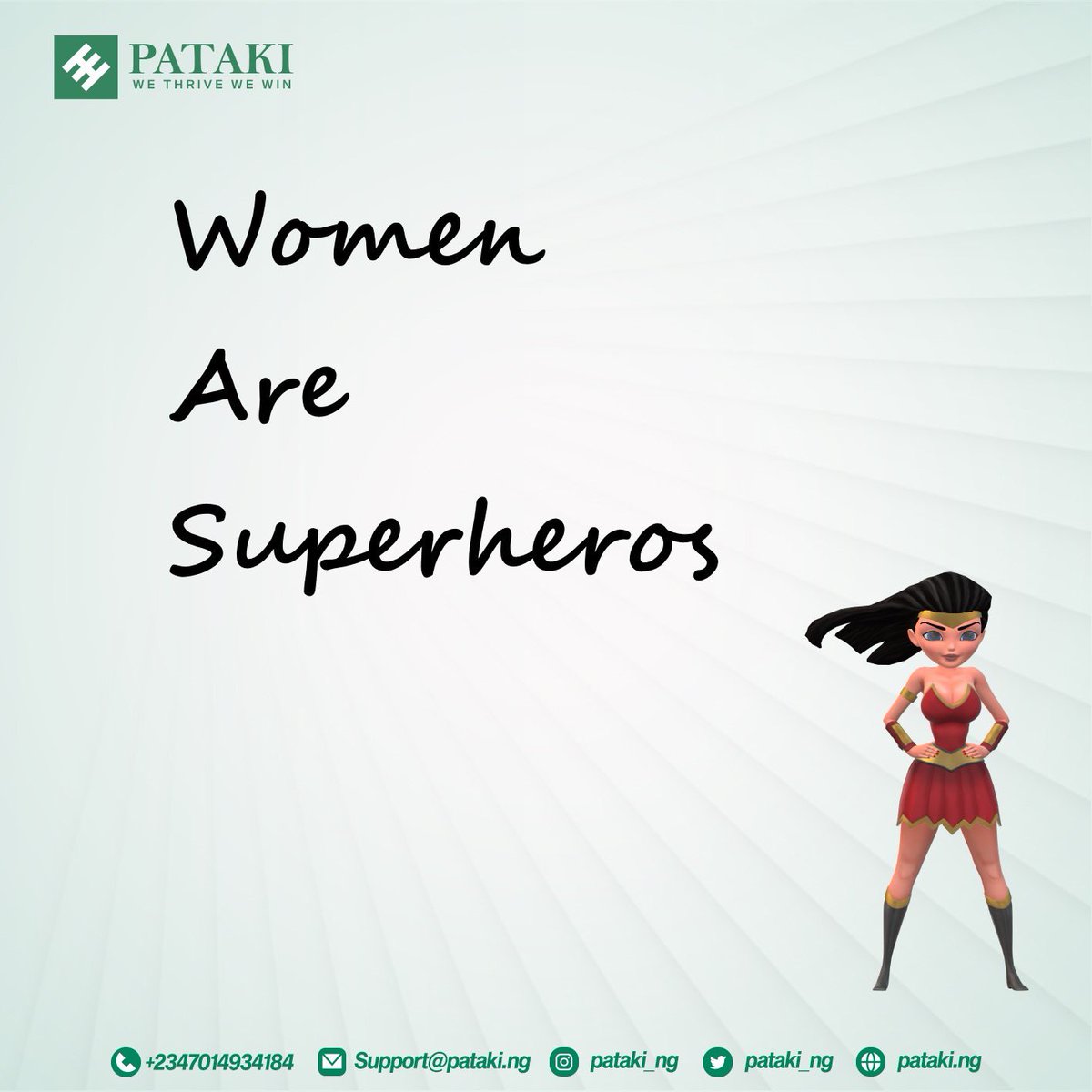 Celebrate one woman around you today 🎊🎊🎊🎊🎊.
Hey 👋🏾 you, yes you, you are awesome 🤩 

#UNGA #UNGA78 #pataki
 #weareimportant #womenpower #wethrivewewin #nigeriawomen #unwomen 
#knowyourrights #nigeriaworker