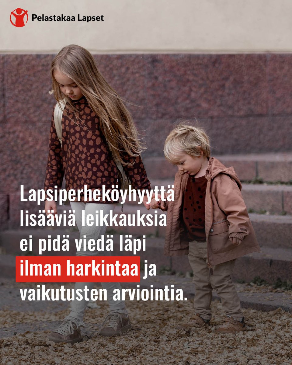 Hallitus valmistelee suuria leikkauksia heikoimmassa asemassa olevien ihmisten, erityisesti lapsiperheiden elämään ilman tutkittuun tietoon pohjaavaa harkintaa ja vaikutusten arviointia.

Tässä ketjussa suunnitelmiin antamiamme lausuntoja.

#Budjettiriihi

1/6