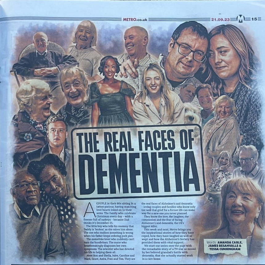 alzheimerssoc's tweet photo. Meet the real faces of dementia in today’s special #WorldAlzheimersDay edition of Metro. If you’re commuting in London today, grab a copy. But in the meantime you can read more here: https://t.co/ZhbQPNG31w https://t.co/3DL8C6z2Jc