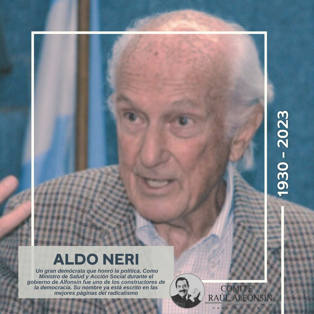 Maestro de la Democracia que enseñó con su conducta y la claridad de su mensaje. Funcionario austero y ejemplar, priorizo y fortaleció la agenda de la salud pública. Radical, afiliado de nuestra Comuna 2 protagonista de grandes luchas por la libertad e igualdad social.