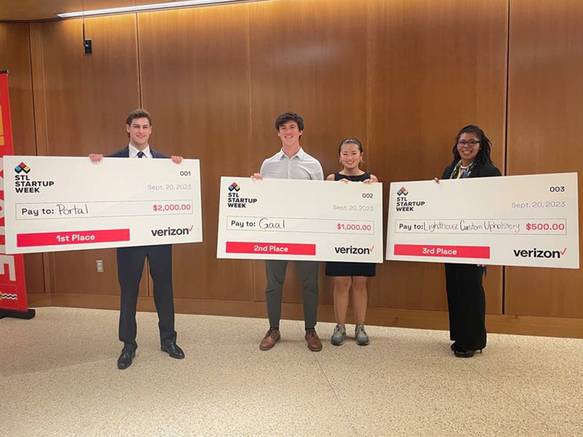 SLUent's tweet photo. HUGE congratulations to Lexxy Ahn and Stuart Ray for securing 2nd place in the St. Louis Regional Educators Collegiate Pitch competition! ๐๐ We couldn't be more proud of their hard work and dedication. #STLStartupWeek #STLMade https://t.co/Sb8cYBpQqn