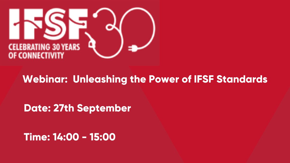 🚨 Just One Day Left! Join Our Webinar on Unleashing IFSF Standards Tomorrow! 🚨

A reminder that our insightful webinar happens TOMORROW! If you haven't registered yet, secure your spot now and discover how IFSF standards can transform your business.  tinyurl.com/zkz7x7r6