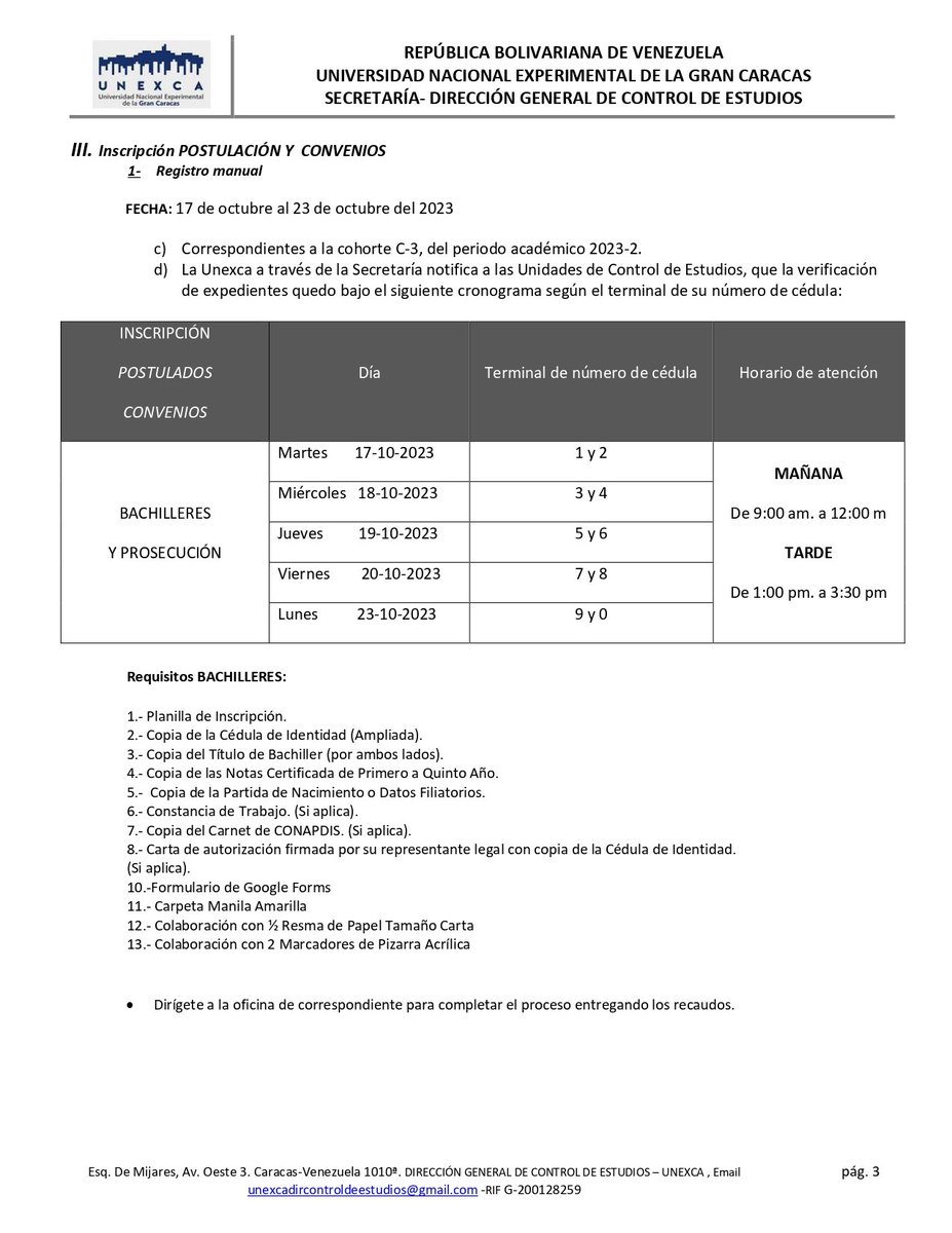 UNEXCA_ve's tweet photo. #21Sep | Cronograma de inscripción 2023-2 
🇻🇪✊🏼👏🏼📚

#SomosUnexca
#Unexca
#GuaicaipuroConManoDura
#EducaciónUniversitaria
#GobiernoBolivariano https://t.co/bBQOVvfyFH