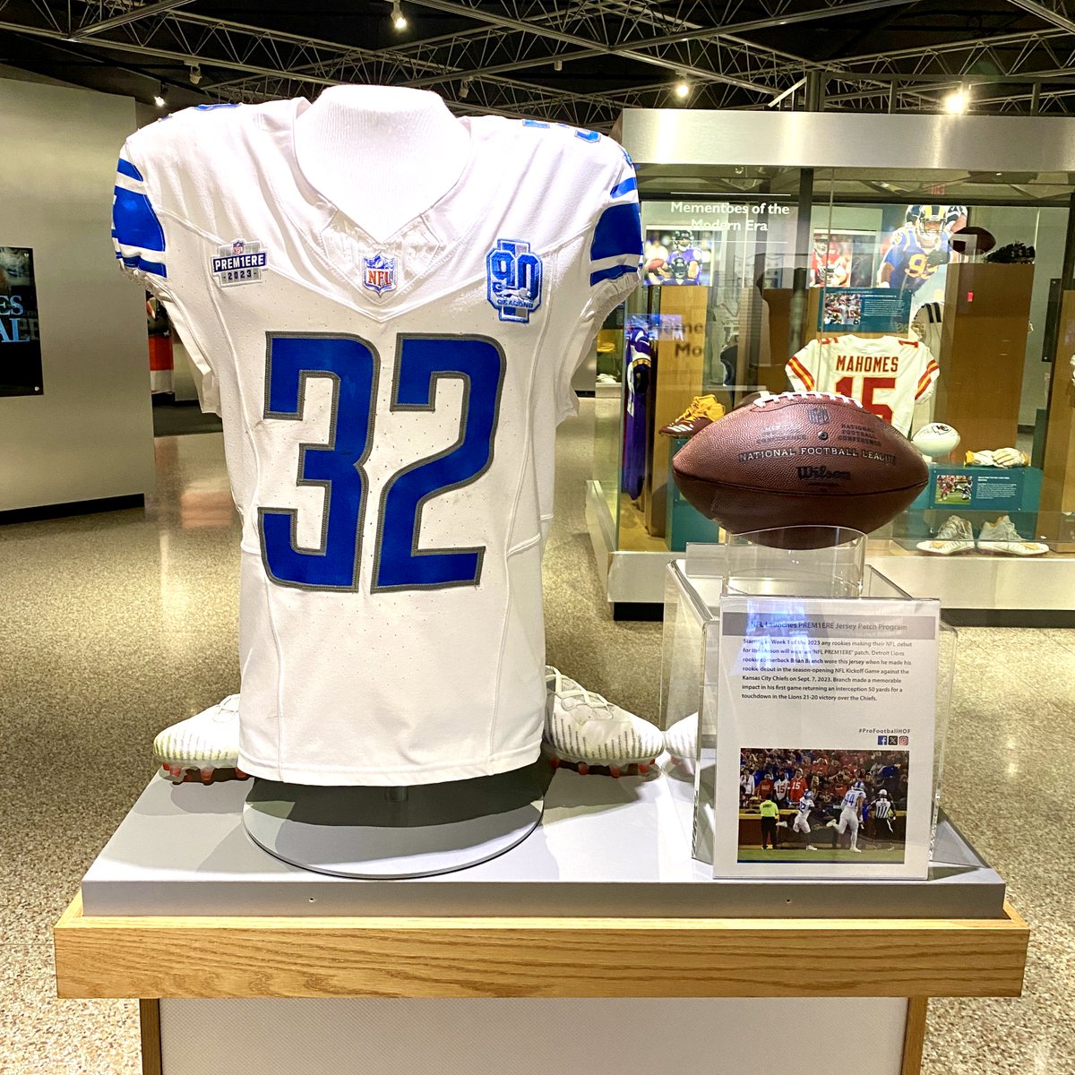 Pro Football Hall of Fame (@profootballhof) on Twitter photo 🗣️ New to the Pro Football Hall of Fame
The jersey worn by rookie Brian Branch during the <a href="/Lions/">Detroit Lions</a>' season-opening win in KC.
In addition to Branch returning an interception for a TD, his jersey also featured the new NFL PREM1ERE jersey patch.
Full Story: profootballhof.me/NewToHOF 🗣️ New to the Pro Football Hall of Fame
The jersey worn by rookie Brian Branch during the <a href="/Lions/">Detroit Lions</a>' season-opening win in KC.
In addition to Branch returning an interception for a TD, his jersey also featured the new NFL PREM1ERE jersey patch.
Full Story: profootballhof.me/NewToHOF