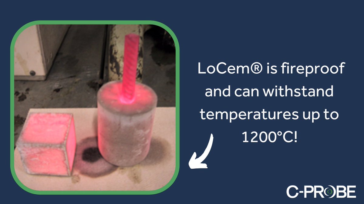 CProbeSystems's tweet image. Did you know that our #lowcarbon cement alternative, LoCem®, is also fireproof?🔥 It can withstand temperatures up to 1200°C, making it a crucial build material for creating resilient #infrastructure.
As an #AACM, it doubles as a #lowcarbon build material, with 90% less CO2e.
