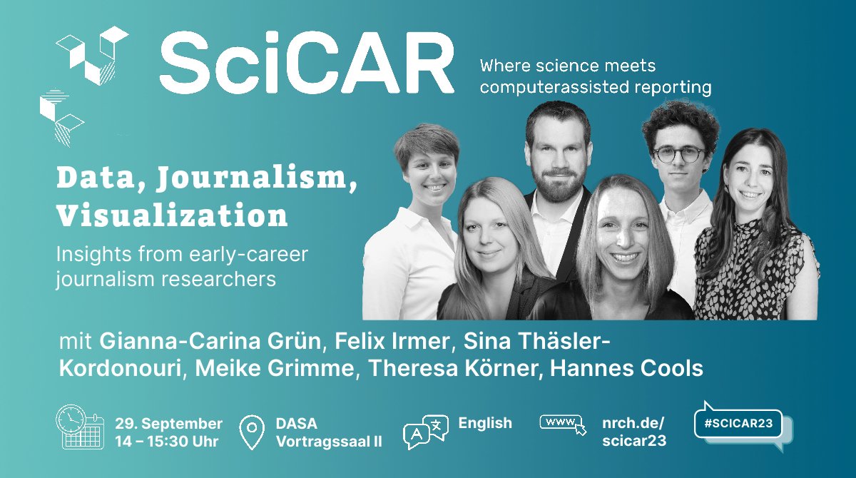 SciCAR (@scicarde) on Twitter photo At #scicar23 we will take a look at what early-career journalism researchers are currently working on. Want to hear from <a href="/giannagruen/">Gianna-Carina Grün</a>, <a href="/fexi/">Felix Irmer</a>, <a href="/Sina_TK22/">Sina Thaesler-Kordonouri</a>, <a href="/theresakoerner_/">Theresa Körner</a>, <a href="/CoolsHannes/">Hannes Cools 🟥 - @hannescools.bsky.social</a> and Meike Grimme? There are a few tickets left <a href="/TU_Dortmund/">TU Dortmund</a> <a href="/wpk_daily/">WPK</a> <a href="/smc_germany/">Science Media Center Germany</a> <a href="/nrecherche/">Netzwerk Recherche</a> At #scicar23 we will take a look at what early-career journalism researchers are currently working on. Want to hear from <a href="/giannagruen/">Gianna-Carina Grün</a>, <a href="/fexi/">Felix Irmer</a>, <a href="/Sina_TK22/">Sina Thaesler-Kordonouri</a>, <a href="/theresakoerner_/">Theresa Körner</a>, <a href="/CoolsHannes/">Hannes Cools 🟥 - @hannescools.bsky.social</a> and Meike Grimme? There are a few tickets left <a href="/TU_Dortmund/">TU Dortmund</a> <a href="/wpk_daily/">WPK</a> <a href="/smc_germany/">Science Media Center Germany</a> <a href="/nrecherche/">Netzwerk Recherche</a>