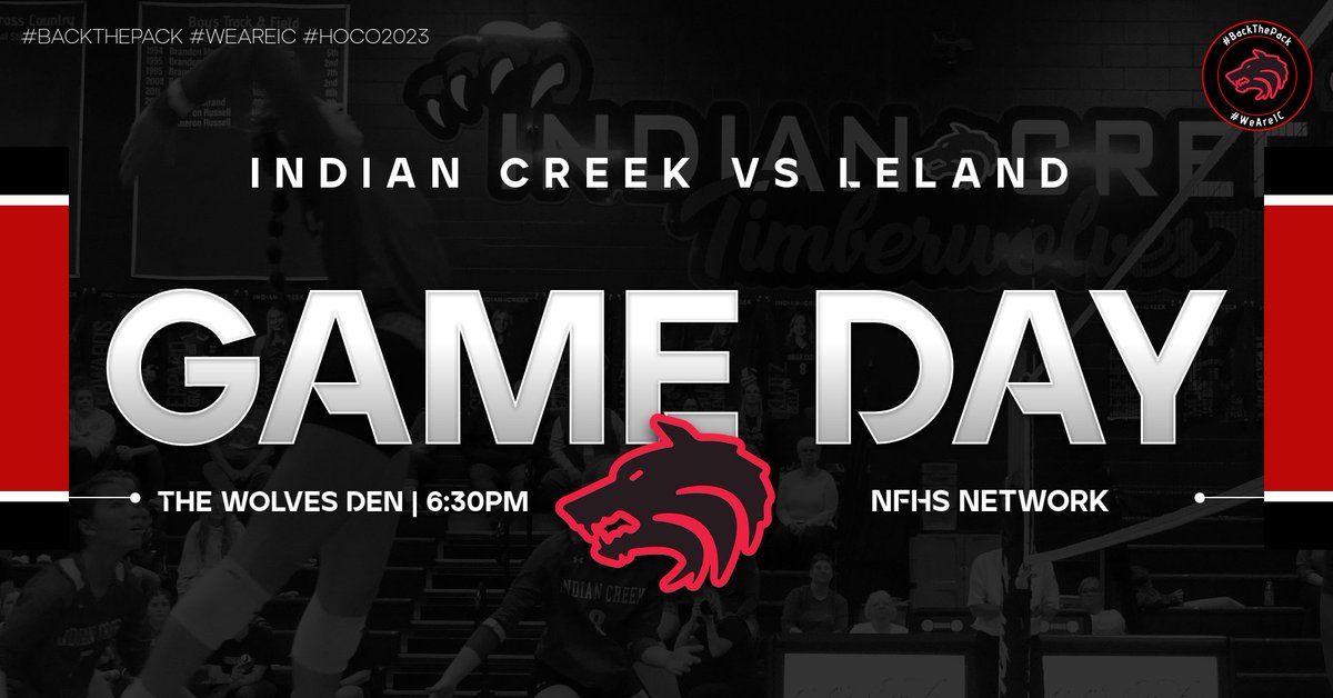 It's #GameDay

🏐 - Indian Creek vs Leland
🕡 - 6:30pm
📍 - The Wolves Den
🎥 - buff.ly/3PuiZBs 

#BackThePack #WeAreIC #Hoco2023