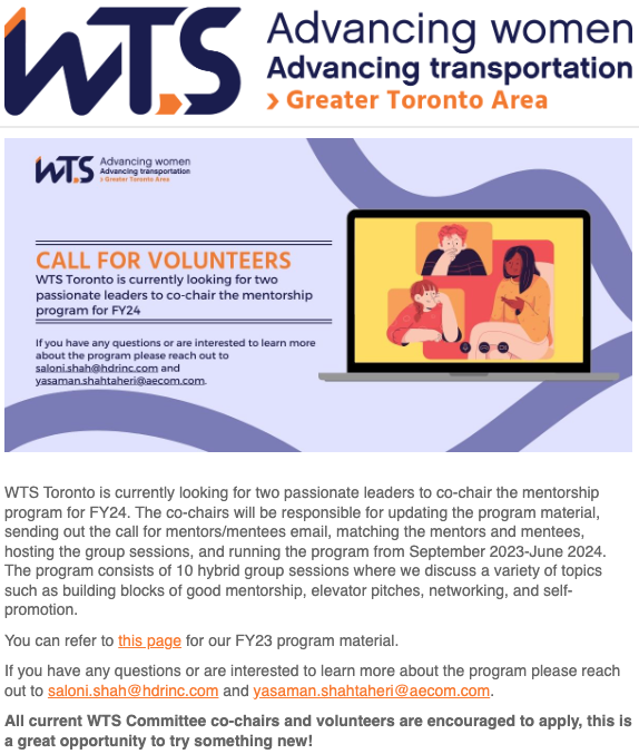 WTS_Toronto's tweet photo. Be a volunteer! https://t.co/iQh6g4lxAH https://t.co/jCB6K4jbnO