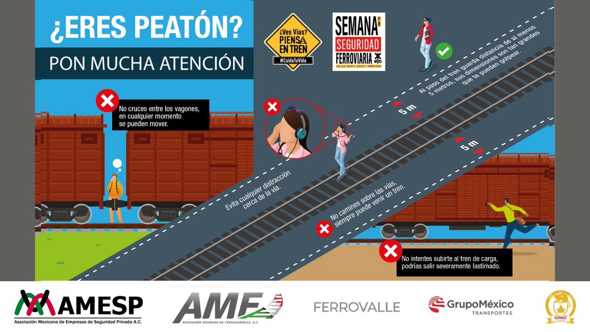 AMESP_oficial's tweet photo. #AMESPTips:

¿Eres conductor? ¿Eres peatón? ¿Cómo cruzar de forma segura?

¡Esta información es para ti!

La #AMESP se une a la Semana de Seguridad Vial Ferroviaria del 18 al 22 de septiembre del 2023, con la finalidad de atender el problema de la seguridad vial ferroviaria. https://t.co/6LYYOlULlc