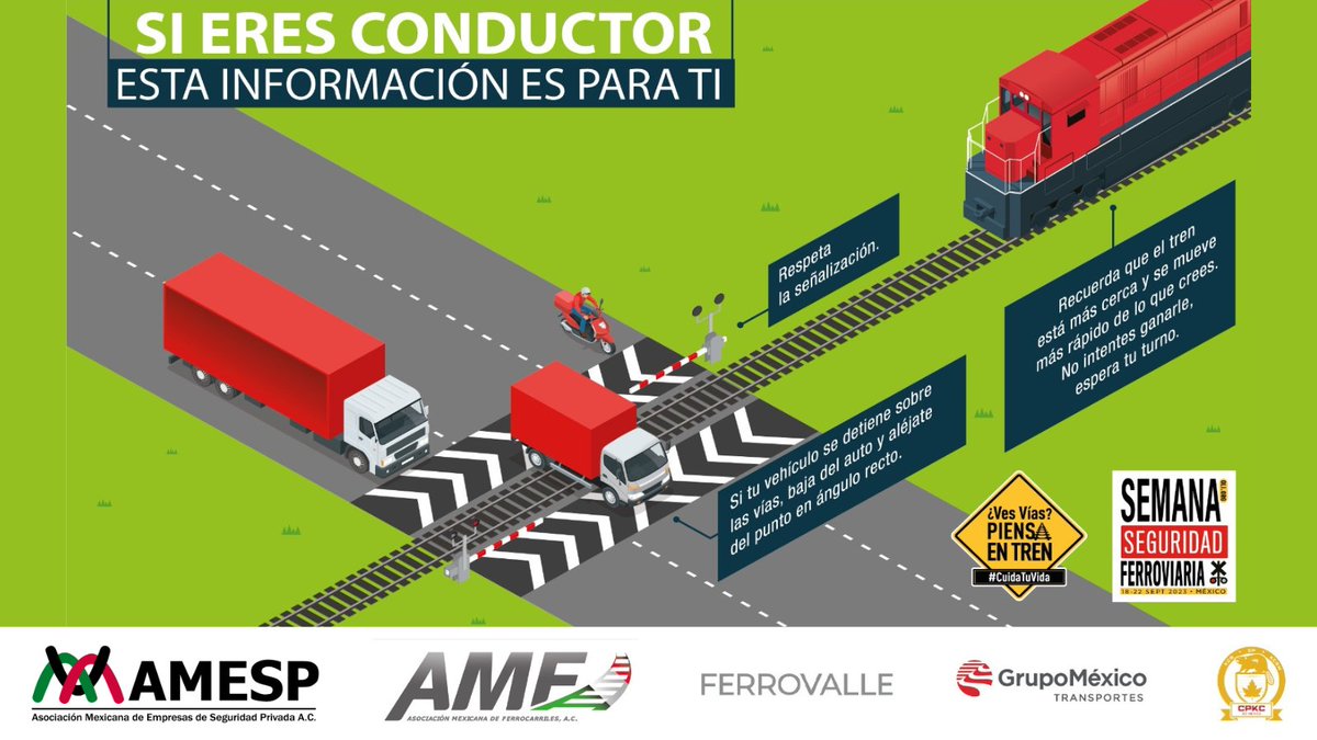 AMESP_oficial's tweet photo. #AMESPTips:

¿Eres conductor? ¿Eres peatón? ¿Cómo cruzar de forma segura?

¡Esta información es para ti!

La #AMESP se une a la Semana de Seguridad Vial Ferroviaria del 18 al 22 de septiembre del 2023, con la finalidad de atender el problema de la seguridad vial ferroviaria. https://t.co/6LYYOlULlc