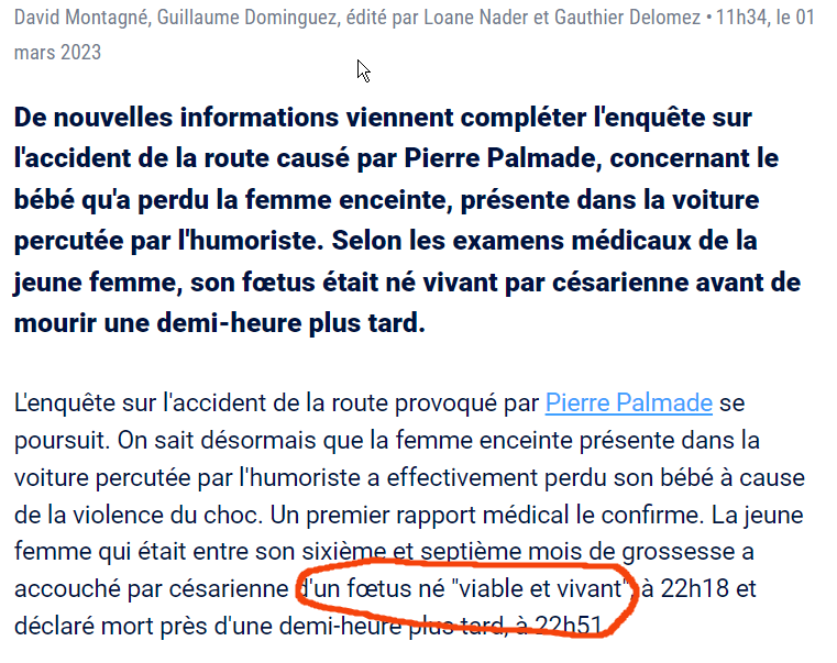 LaureGonlezamar's tweet photo. Expliquez-nous comment un petit bébé né viable et vivant à 22h18 par césarienne (6,5 mois de grossesse) et malheureusement décédé à 22h51, peut quelques mois plus tard être mort in utero !!!
Ce Palmade est décidément TRÈS  (trop ?) protégé ! ⤵️ https://t.co/Bu19quFF0Y
