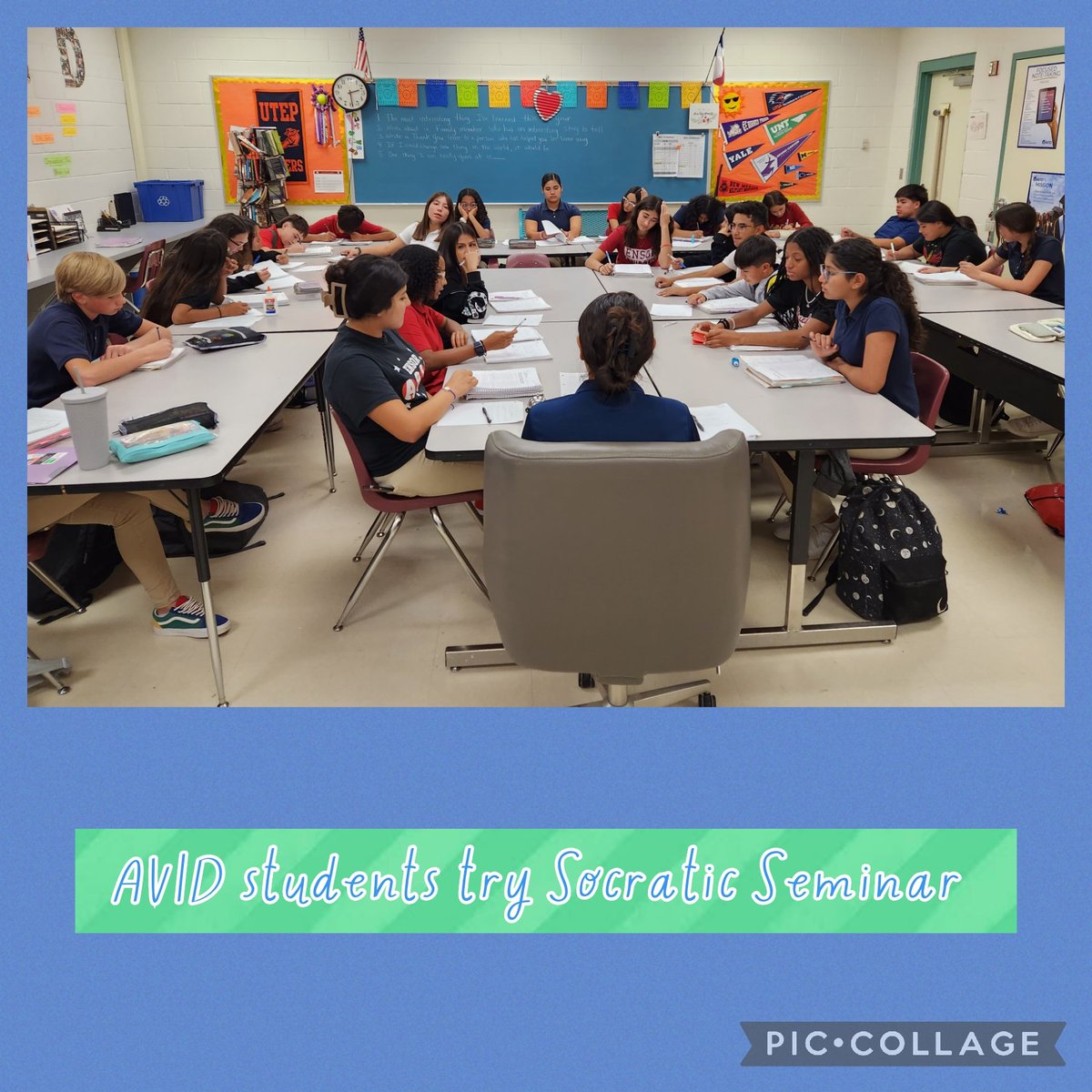 AVID students in a Socratic Seminar. Good job on their first try! <a href="/AVID4College/">AVID</a> #WeAreEnsor