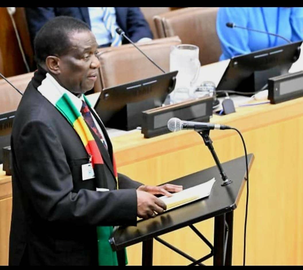 “We strongly condemn tendencies by some powerfulcountries who preach peace, human rights and democracy and yet clandestinely fund conflicts and the unconstitutional changes of governments, for their own narrow interests.”President @edmnangagwa 
#UNGA78