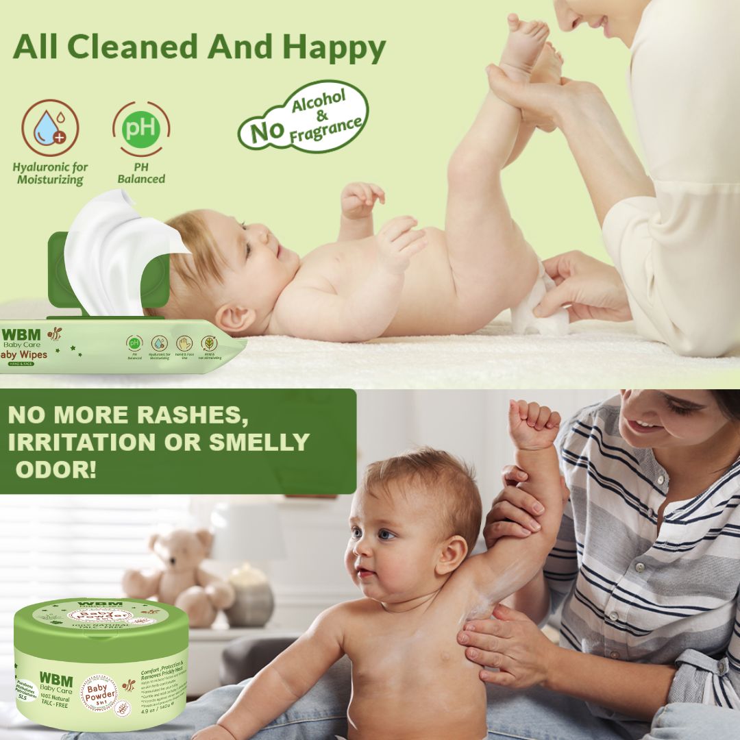 WBMBabyCare's tweet photo. No More Miserable Babies
Is your baby struggling with diaper rash? #WBM #BabyCare Bum Soothing Kit is the ultimate solution for your little one's rash problems.

This kit includes:

100% natural wood pulp baby wipes
Plant-based baby powder

Shop Now: https://t.co/0gDX1yR1Ps https://t.co/PpURBlTOPk