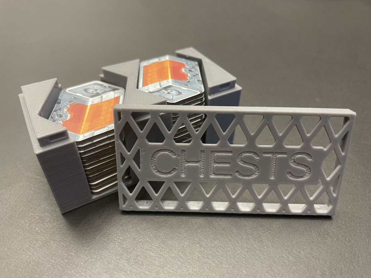 3D printed box for board game pieces created by writing code in <a href="/openscad/">OpenSCAD</a> 🤩 Created by Thomas at @novanetas