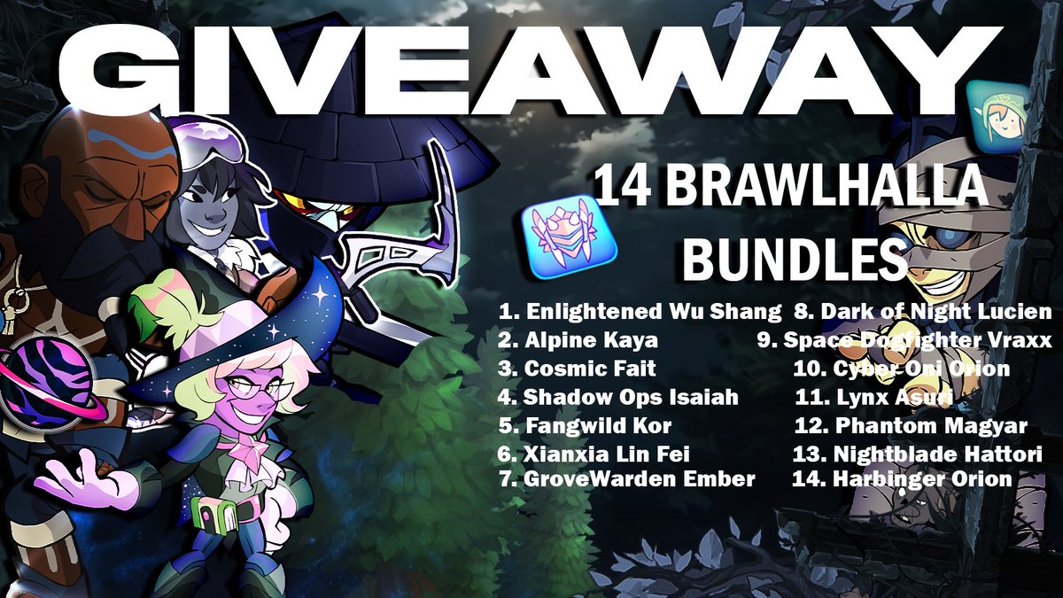 Bh giveaway time 

I found these old codes lying around, and i dont really play so i’ll give these away to 14 winners

1. Like and Retweet
2. Follow <a href="/reviled44/">rev</a> 
3. Subscribe to my youtube via the link in my page
4. Keep your doors locked tonight.

#brawlhalla #brawlhallagiveaway