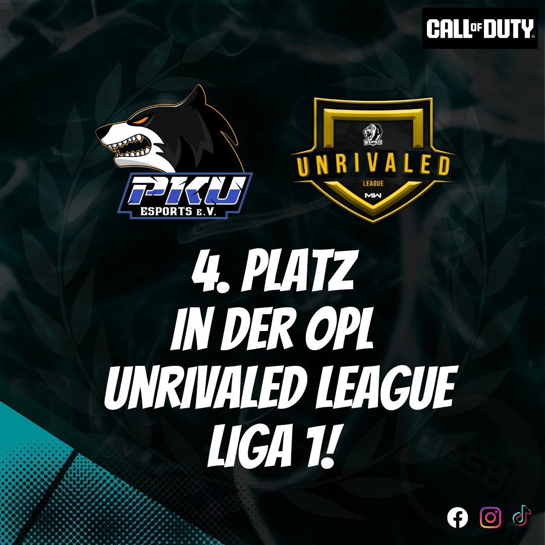 Unser CoD HC Team um vISnoopy schließt die Saison in der Unrivaled League der OPL mit 3 Wins, 2 Unentschieden und zwei Niederlagen auf einem starken 4. Platz ab! 

Eine wirklich starke Leistung, Jungs! 

#pku #pkuesportsev #pkufamily #cod #callofduty #codmw #esport #esports