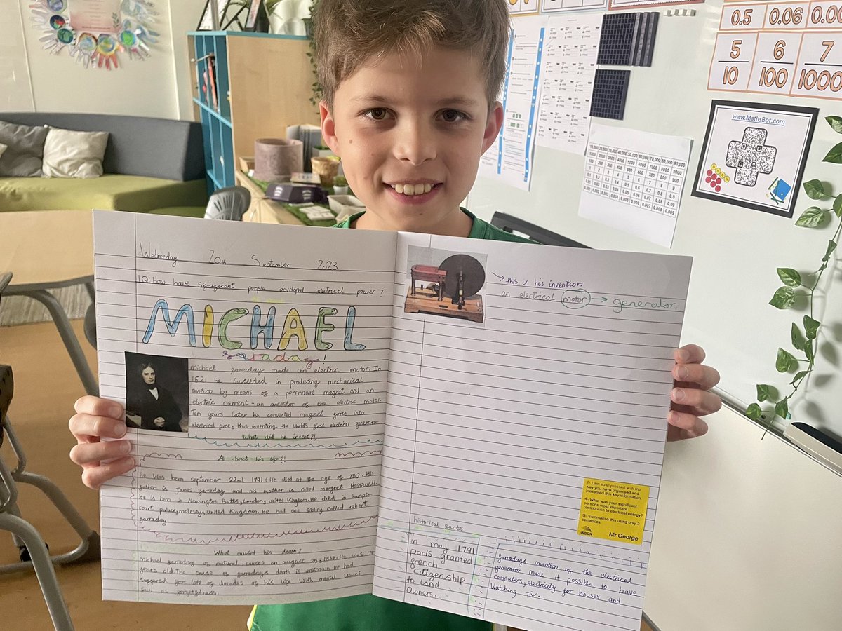 GeorgeStokesHoP's tweet photo. Wednesday afternoons, teaching these @ArborYear6 students, are fast becoming my favourite part of the week! 

This week our inquiry focused on  significant people in the development of electrical energy. 

⚡️🔋💡🔌

I’m also loving our new feedback printers…@MarkingMadeEasy. https://t.co/B1EeqzcETp