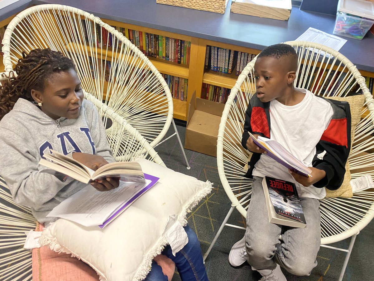 teamarcher18's tweet image. These two are rocking their book study discussion of Refugee! I love hearing them discuss, synthesize, and prove their inferences to one another using evidence from the text! Way to go readers💜 #room18family #growingreaders #wearewayne @CWChamps @WayneTwpSchools