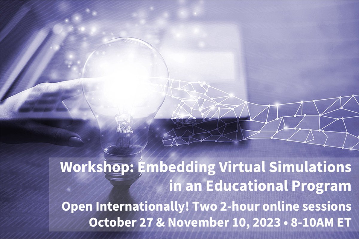 Take your use of #virtual #simulations to the next level! This #hcsimweek we are excited to announce the first international offering of our Embedding  Virtual Simulations Workshop (online).  simulationcanada.ca/pro-dev/full-c… | <a href="/HealthySim/">HealthySimulation.com</a> <a href="/SSHorg/">Society for Simulation in Healthcare</a> <a href="/INACSL/">INACSL</a>