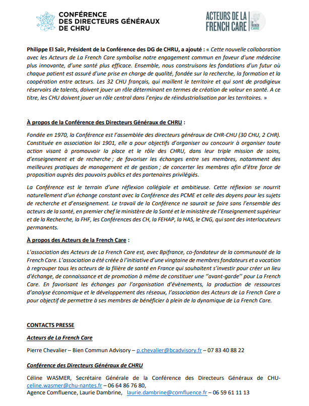 Directeurs généraux de CHRU (@dg_chru) on Twitter photo C’est avec une immense fierté que nous nous associons avec <a href="/ActFrenchCare/">Acteurs de La French Care</a> pour faire évoluer notre système de #santé dans son ensemble !
👉Cette nouvelle collaboration symbolise notre engagement commun en faveur d’une médecine plus innovante et d’une santé plus efficace. C’est avec une immense fierté que nous nous associons avec <a href="/ActFrenchCare/">Acteurs de La French Care</a> pour faire évoluer notre système de #santé dans son ensemble !
👉Cette nouvelle collaboration symbolise notre engagement commun en faveur d’une médecine plus innovante et d’une santé plus efficace.
