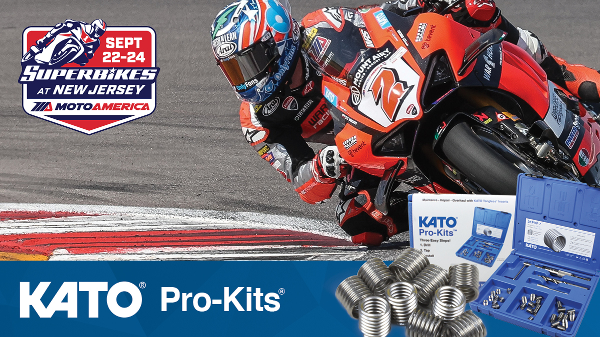 🏁📺📢 Final Round👊#MotoAmerica New Jersey. KATO sponsored @joshherrin & @hsbk1 #ducati team are not done yet👉🏆 Neither are you if your still using tang inserts for your MRO / thread repair. Go KATO Pro-Kits👍 shorturl.at/cdDMU 🔩#fasteners✈️ #aerospace 🏭#manufacturing