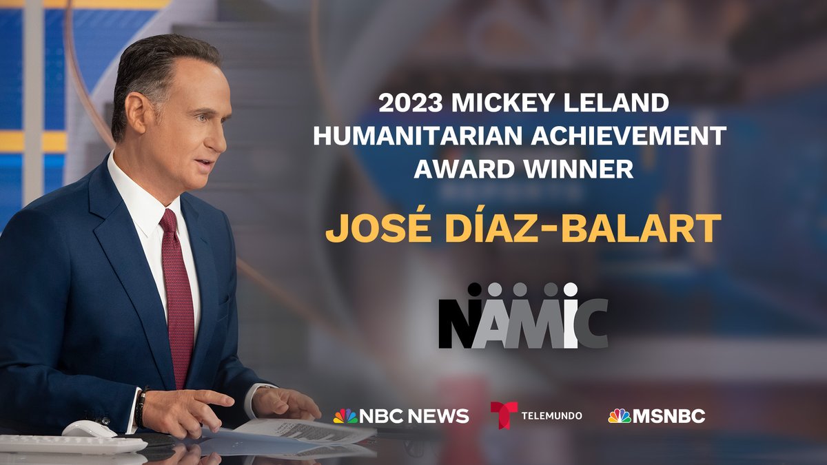 Congratulations to <a href="/NBCNews/">NBC News</a> &amp; <a href="/MSNBC/">MSNBC</a>'s <a href="/jdbalart/">José Díaz-Balart</a> who was honored as the recipient of <a href="/NAMICNational/">NAMIC</a>'s 2023 Mickey Leland Humanitarian Award at yesterday's annual NAMIC Conference in NYC.