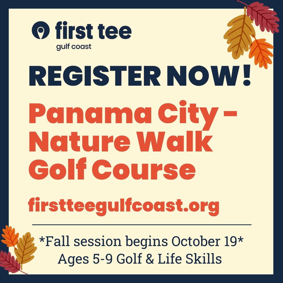 FirstTee_GC's tweet image. NEW LOCATION
Panama City - Nature Walk Golf Club
Now offering Golf &amp;amp; Life Skills Fall Session starting Thursday, October 19!

Register now for this class or any available location at
firstteegulfcoast.org/fall-2023-regi… 

#firsttee #golf #youthsports #juniorgolf #panamacity #gulfcoast
