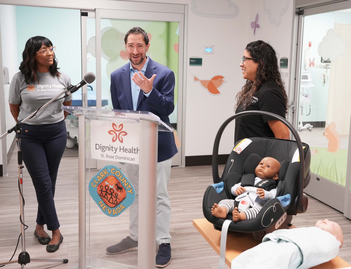 StRoseHospitals's tweet photo. September is #BabySafetyMonth. Dr. Carla Laos, Siena Hospital Pediatric ER and Tawanda Evans, Dignity Health Wellness Centers, joined Clark County Commissioner Michael Naft in raising awareness of the importance of safety and safe products when it comes to protecting infants. https://t.co/dw7iInN9Km