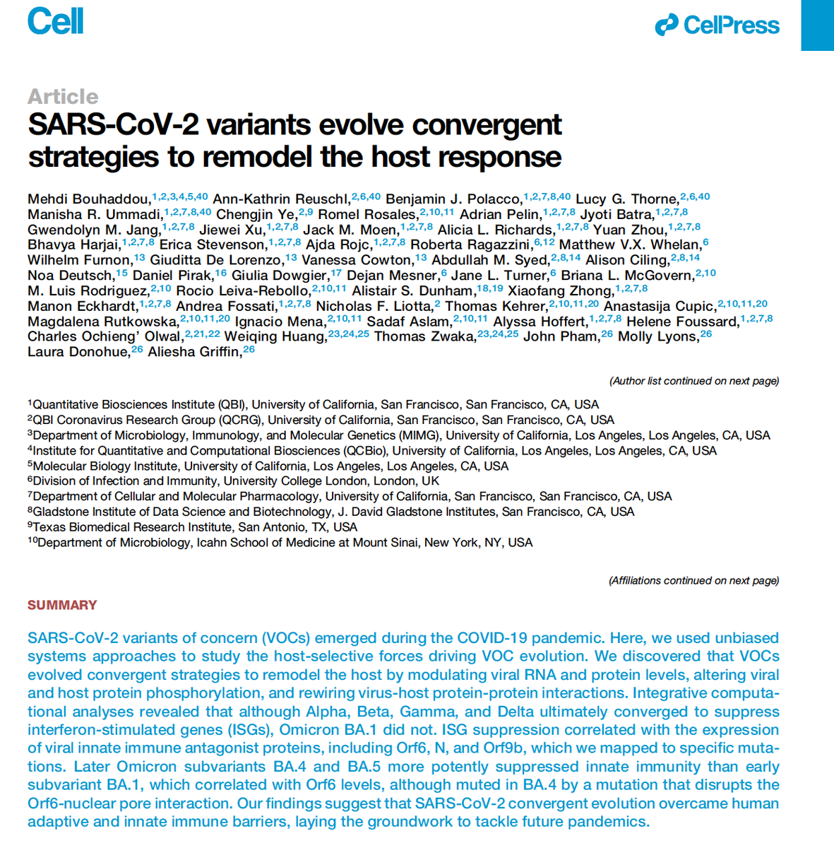 The ways that #SARSCoV2, and its different variants, in and outside the spike, impact our innate and adaptive immunity, protein expression and protein-protein interactions
cell.com/cell/fulltext/… <a href="/CellCellPress/">Cell</a> <a href="/DoctorBou/">Mehdi Bouhaddou, PhD</a> <a href="/KroganLab/">Krogan Lab</a>