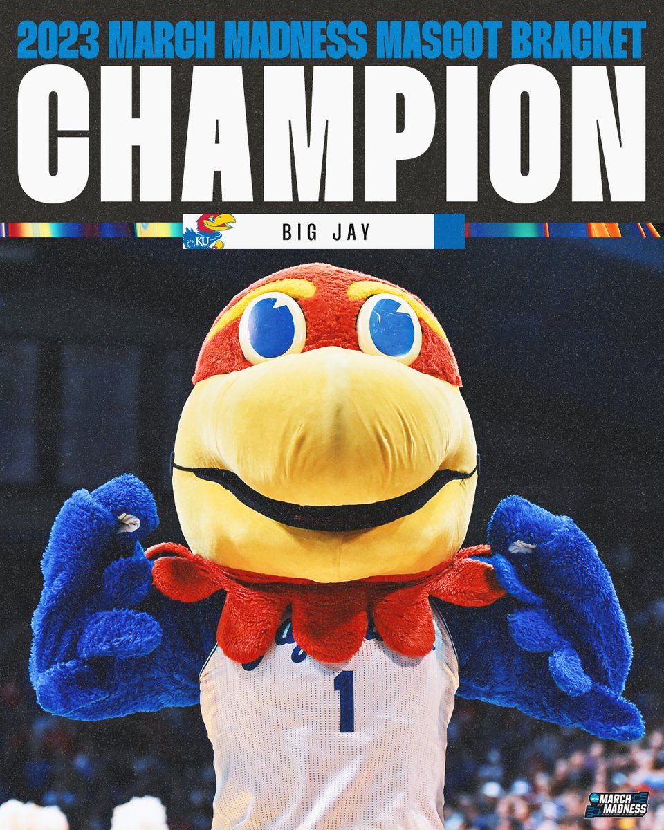 NCAA March Madness (@marchmadnessmbb) on Twitter photo THE CHAMP IS HERE ‼️
(4) Big Jay is your #MascotBracket Champion after a CLOSE final matchup 🏆 THE CHAMP IS HERE ‼️
(4) Big Jay is your #MascotBracket Champion after a CLOSE final matchup 🏆