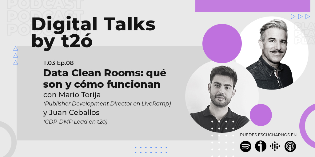 t2o_one's tweet photo. ¡Te traemos uno de los temas que se hablarán en el #PMRetailMedia23! 👏🏻 Conoce que son los #DataCleanRooms con Juan Ceballos de t2ó y @mtorija de @LiveRamp, en nuestro nuevo #DigitalTalksByt2ó.       

¡No te lo pierdas! 👉https://t.co/ZLujVYplVS #MarketingDigital #t2óPodcast https://t.co/zKGDEeuWjE