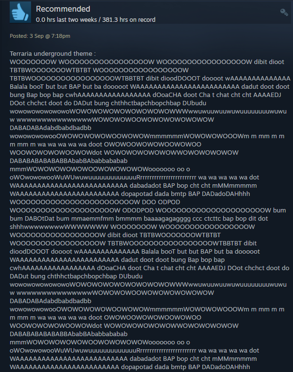 Odd Steam Reviews on X: Terraria  / X