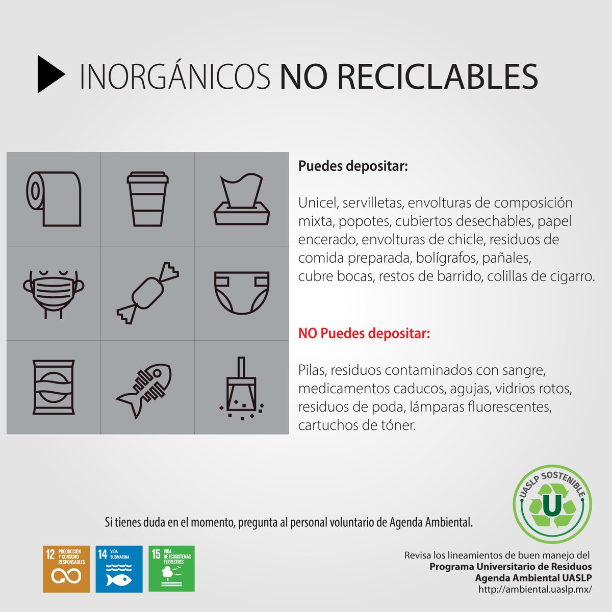 UASLP_Ambiental's tweet photo. ¡Conoce el etiquetado que tendrá los depósitos de residuos durante el XL Medio Maratón!  

Te invitamos a separar correctamente tus residuos ♻️
 
#AgendaAmbiental #UASLP #ECR #uaslpsostenible #slp #mediomaraton

@LaUASLP https://t.co/TQpwjZdOHK