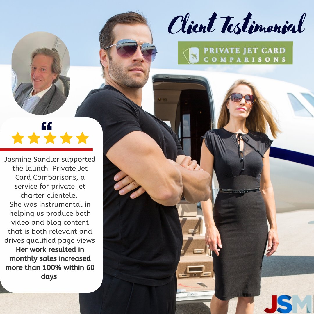 #ClientTestimonial #LuxuryMarketing #privatejetcharter #privatejet #aviation
#marketing #executivebranding #branding #personalbranding #personalbrandconsulting #marketingcasestudy #aviationcasestudy